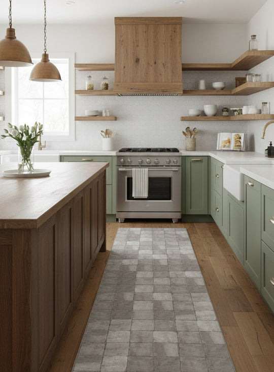 Tapis en vinyle Sett Adama Alma, durable et antidérapant pour un intérieur sécurisé. gris