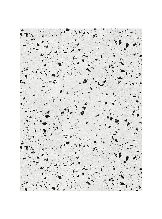 Tapis en vinyle Speckles  d'Adama Alma antidérapant et résistant, idéal pour cuisine ou entrée. blanc