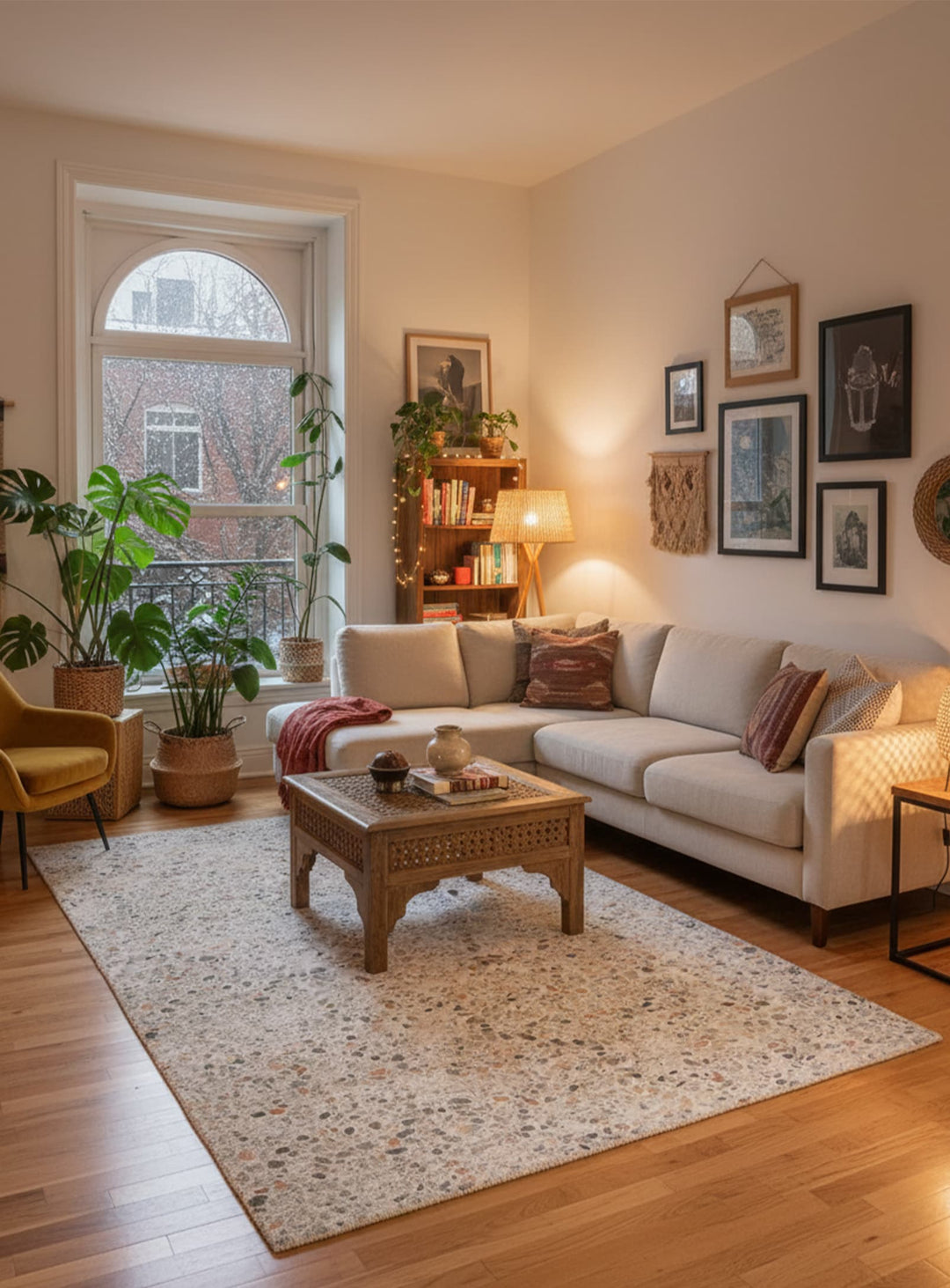 Tapis en vinyle Adama Alma Terrazito, élégants et adaptés à toutes les pièces. ocre