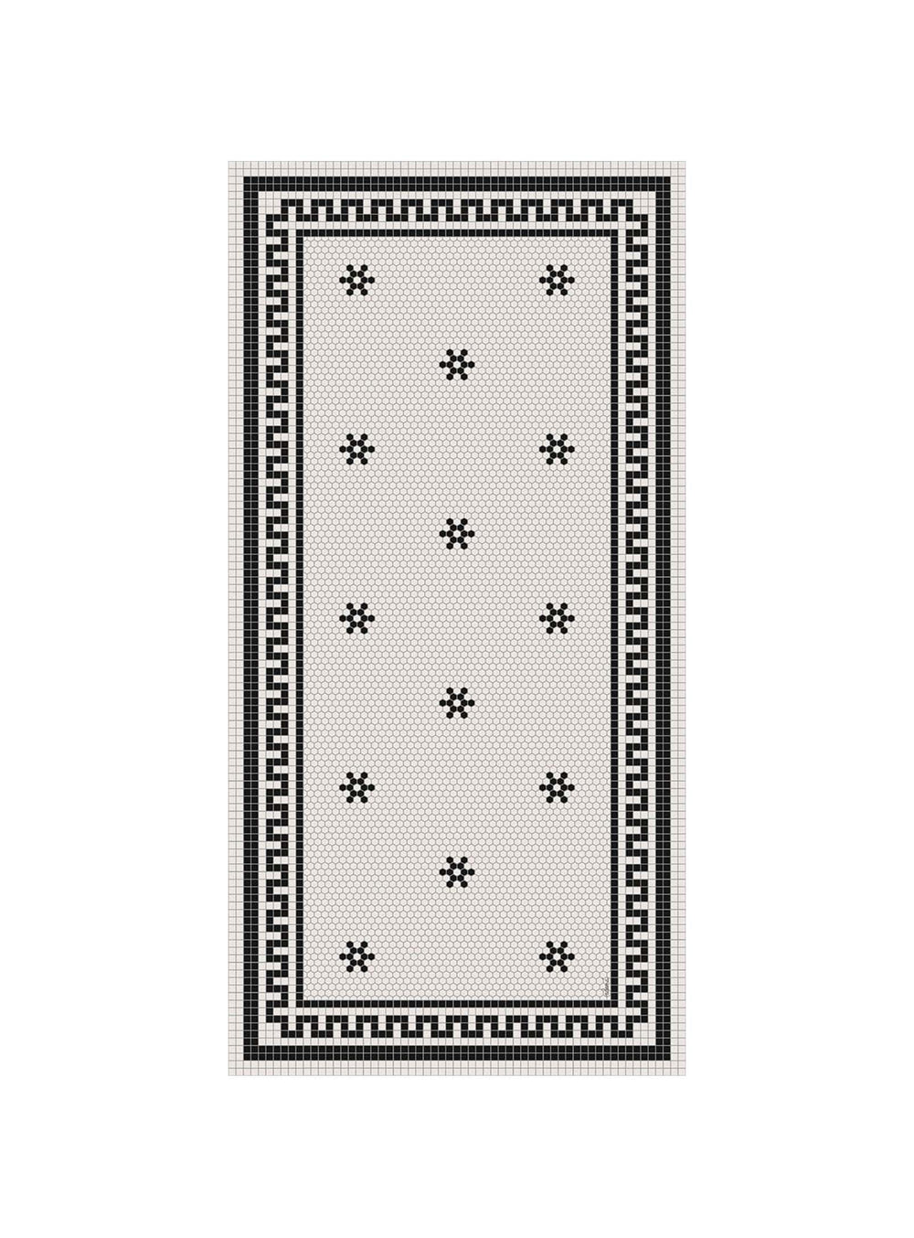 Tapis en vinyle Adama Alma Tuxedo, antidérapants et idéals pour zones à fort trafic. blanc