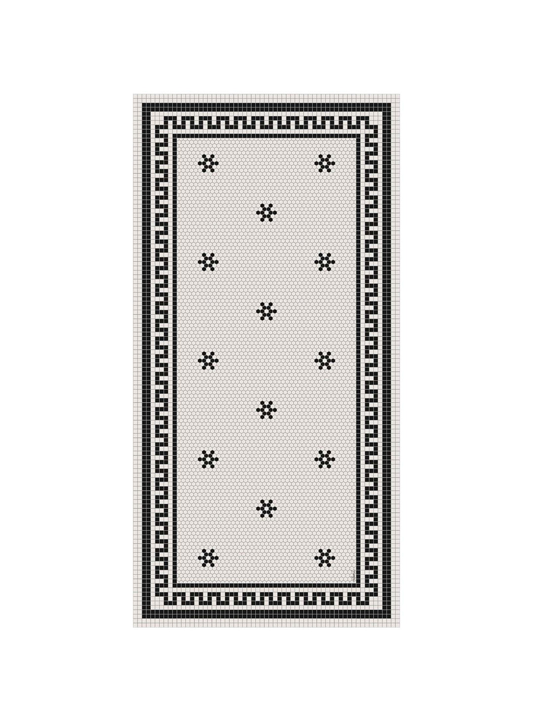 Tapis en vinyle Adama Alma Tuxedo, antidérapants et idéals pour zones à fort trafic. blanc