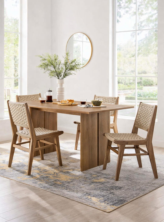 Table à dîner Amistad en bois de manguier, chaleureuse et élégante pour vos repas. noyer