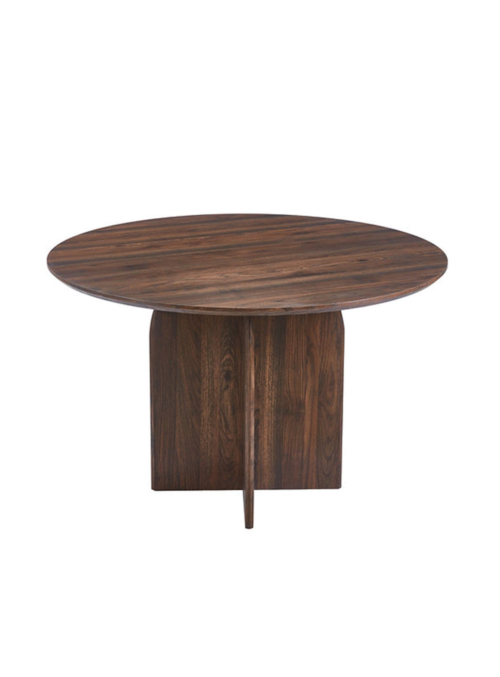 Archer, table à dîner conviviale en MDF stratifié bois avec pied central stable.