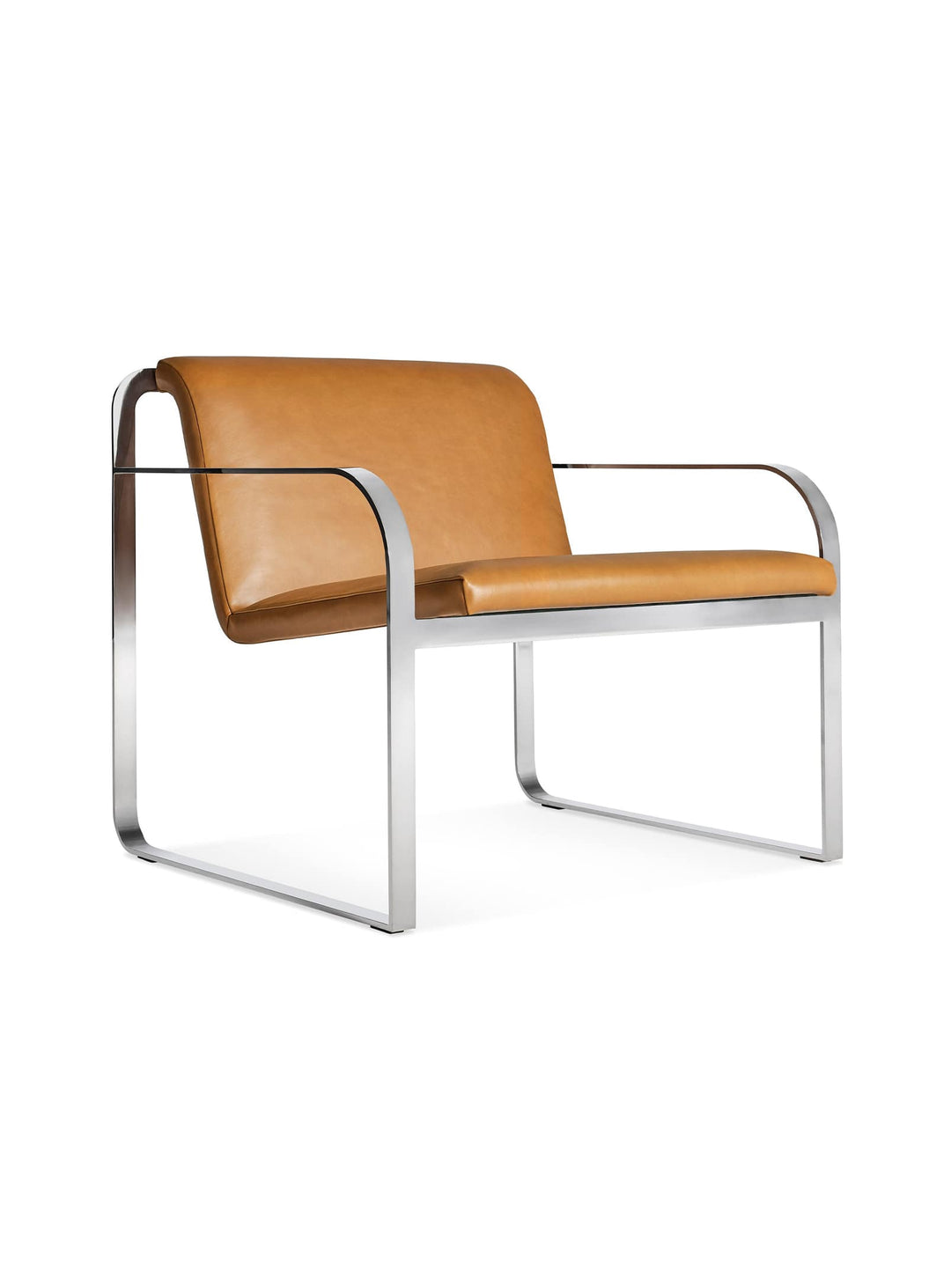 Fauteuil design Skald de Blu Dot, élégance italienne et solidité. cuir camel