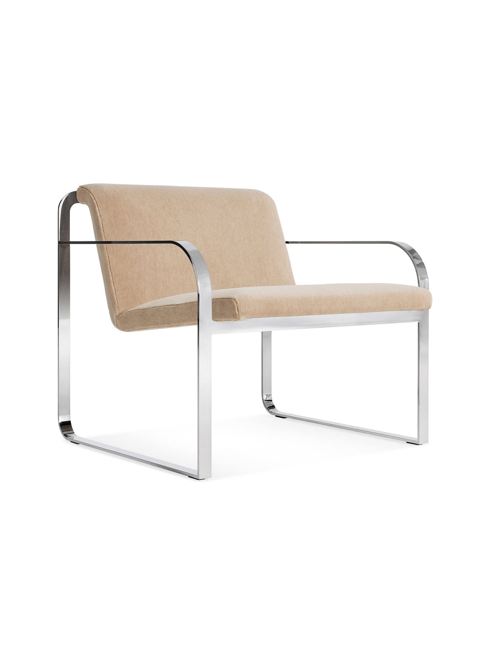 Fauteuil design Skald de Blu Dot, équilibre entre art et confort. velours pierre