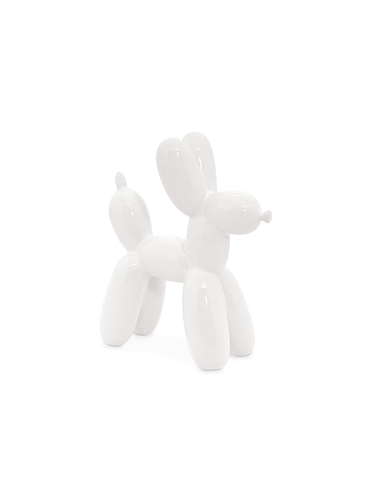 Chien ballon en céramique : touche arty et fun pour salon, bureau ou chambre. Blanc.