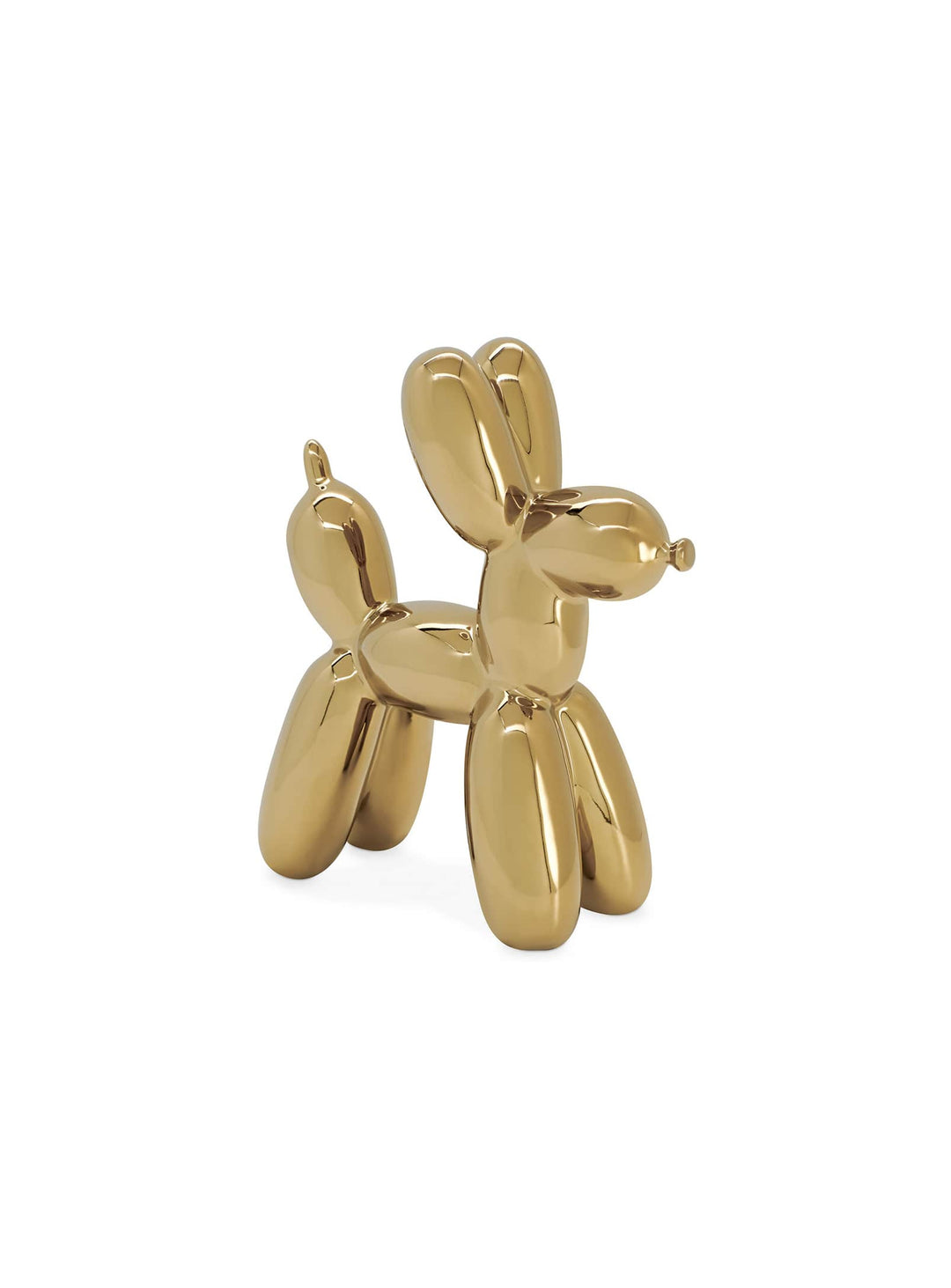 Déco chien ballon : sculpture en céramique lisse et contemporaine. Or.