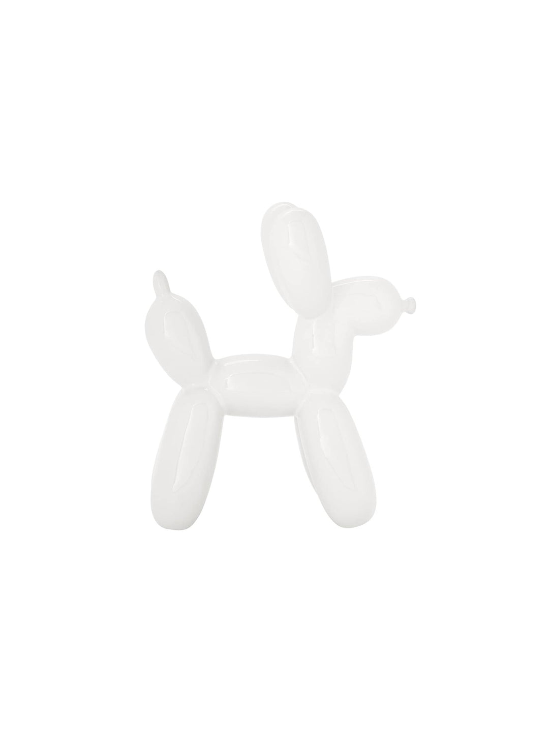 Sculpture chien ballon : esprit pop et finition soignée en céramique. Blanc.
