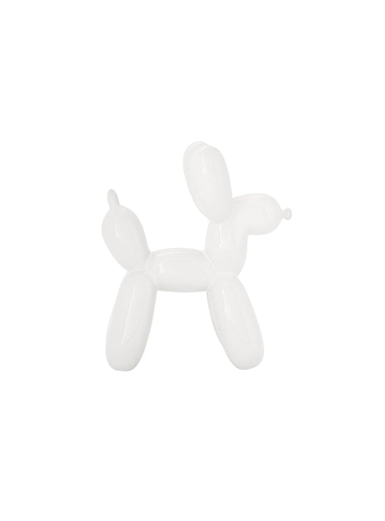 Sculpture chien ballon : esprit pop et finition soignée en céramique. Blanc.