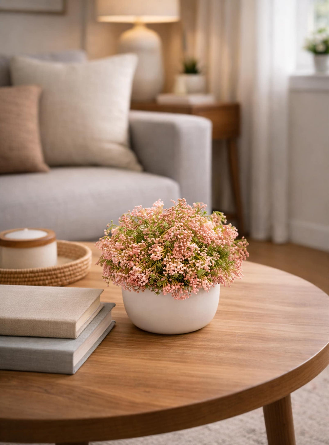 Petit bouquet de baies artificielles, idéal pour ajouter couleur et fraîcheur sans entretien. rose