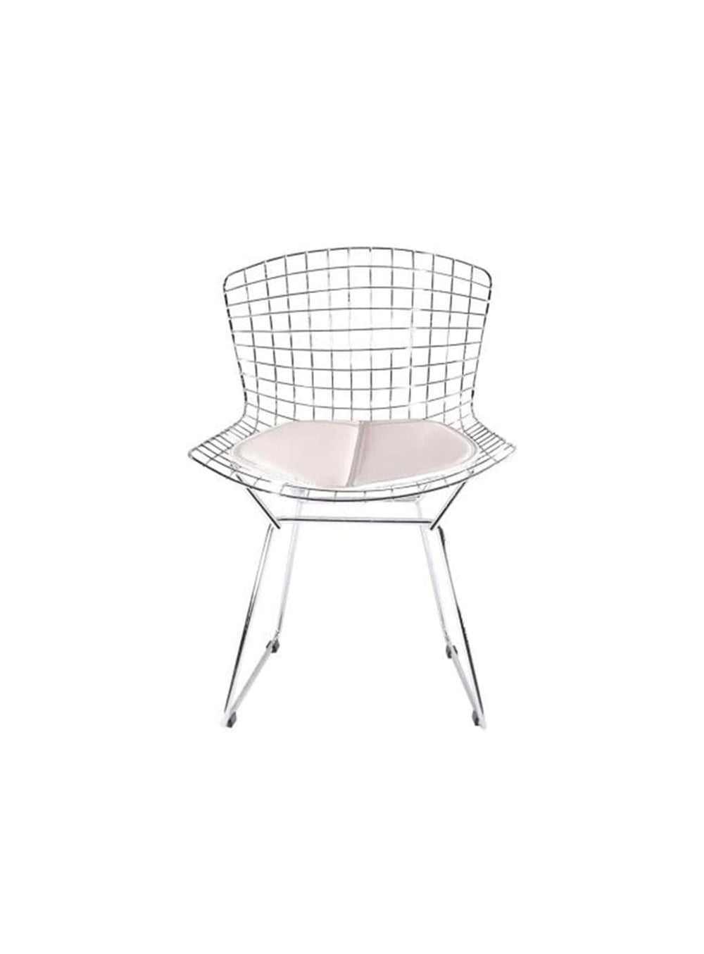 Chaise Bertoia, structure en fil d’acier et confort ergonomique. blanc