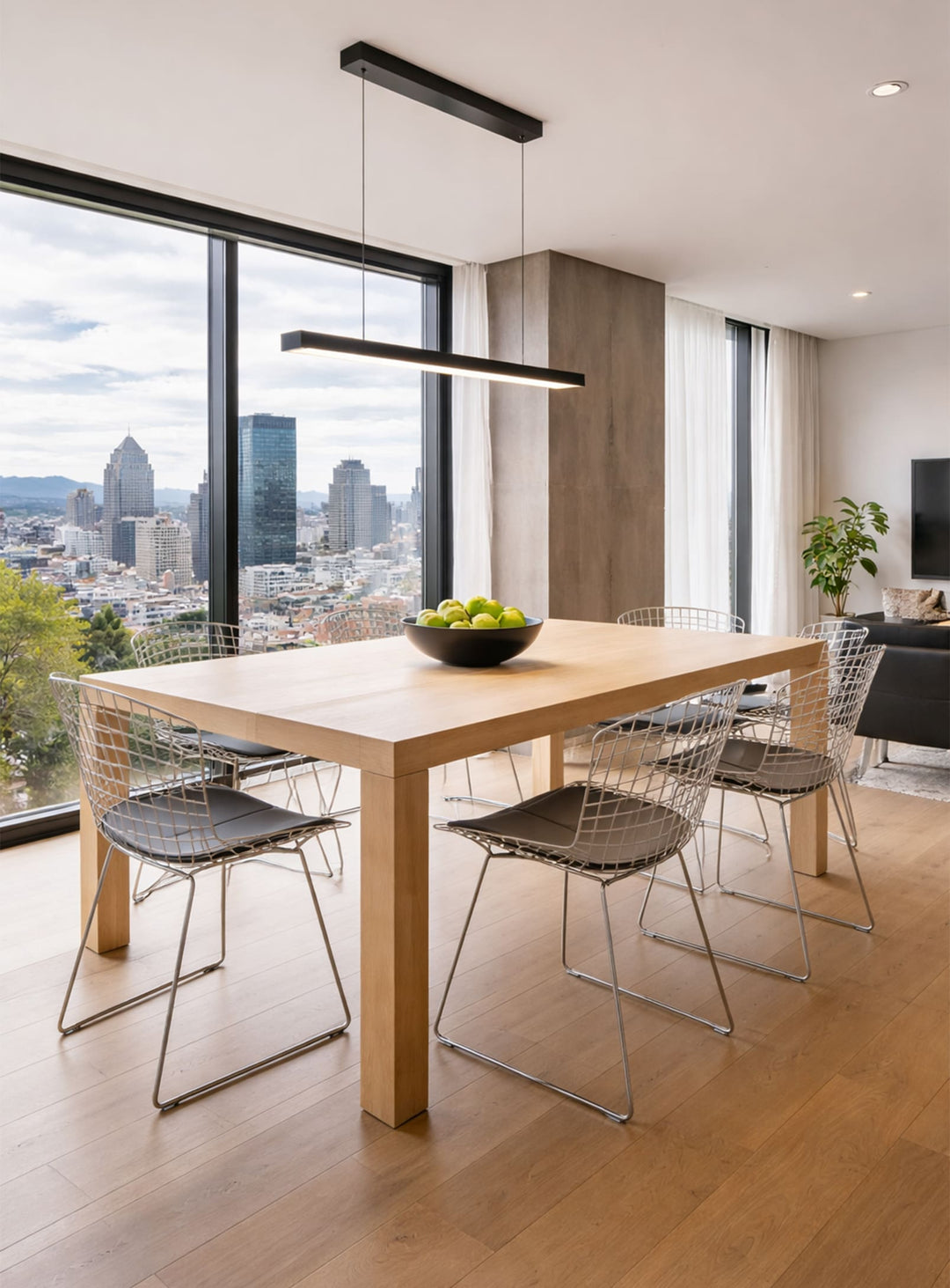 Chaise à dîner Bertoia Nüspace, icône du design industriel sculptural. noir