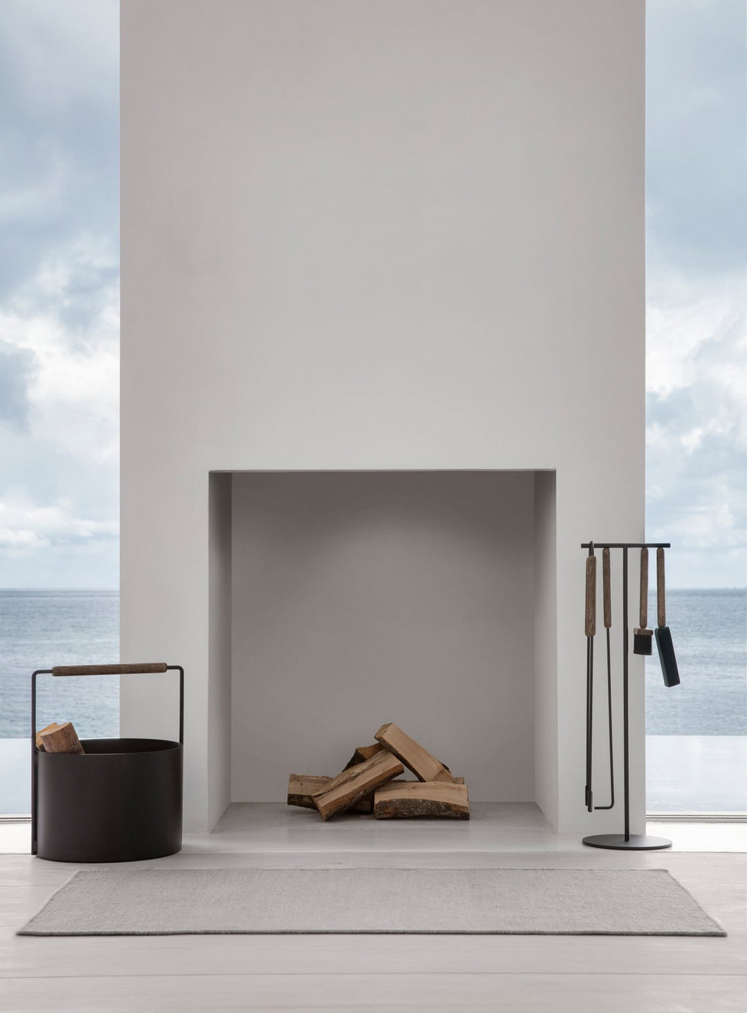 Ensemble d’outils de cheminée Blomus Ashi, outils aimantés pratiques et décoratifs. brun