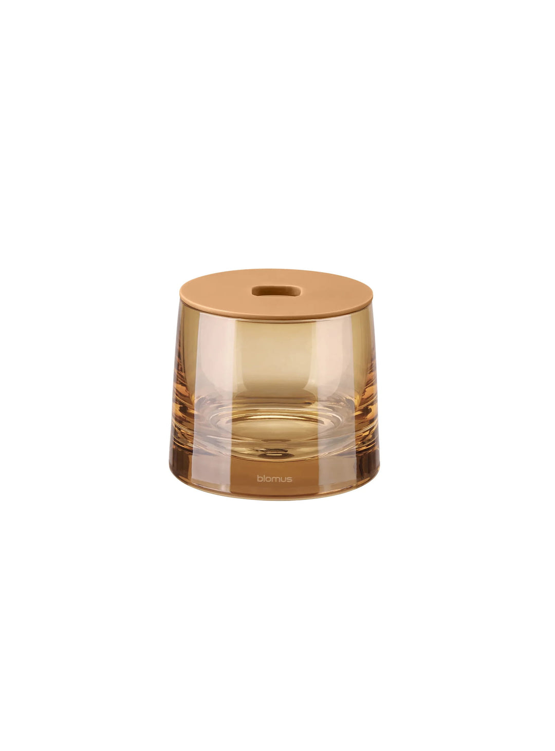 Boîte de rangement Ava de Blomus : un élégant contenant en verre pour cotons, bijoux et accessoires de salle de bain. sable