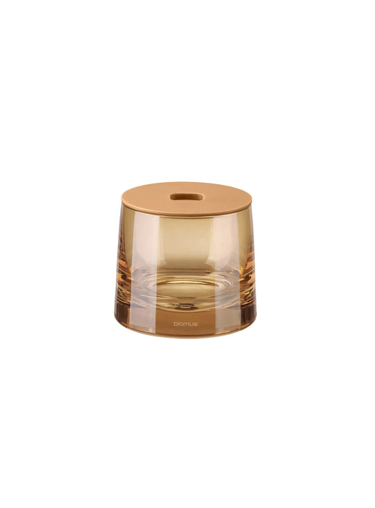 Boîte de rangement Ava de Blomus : un élégant contenant en verre pour cotons, bijoux et accessoires de salle de bain. sable