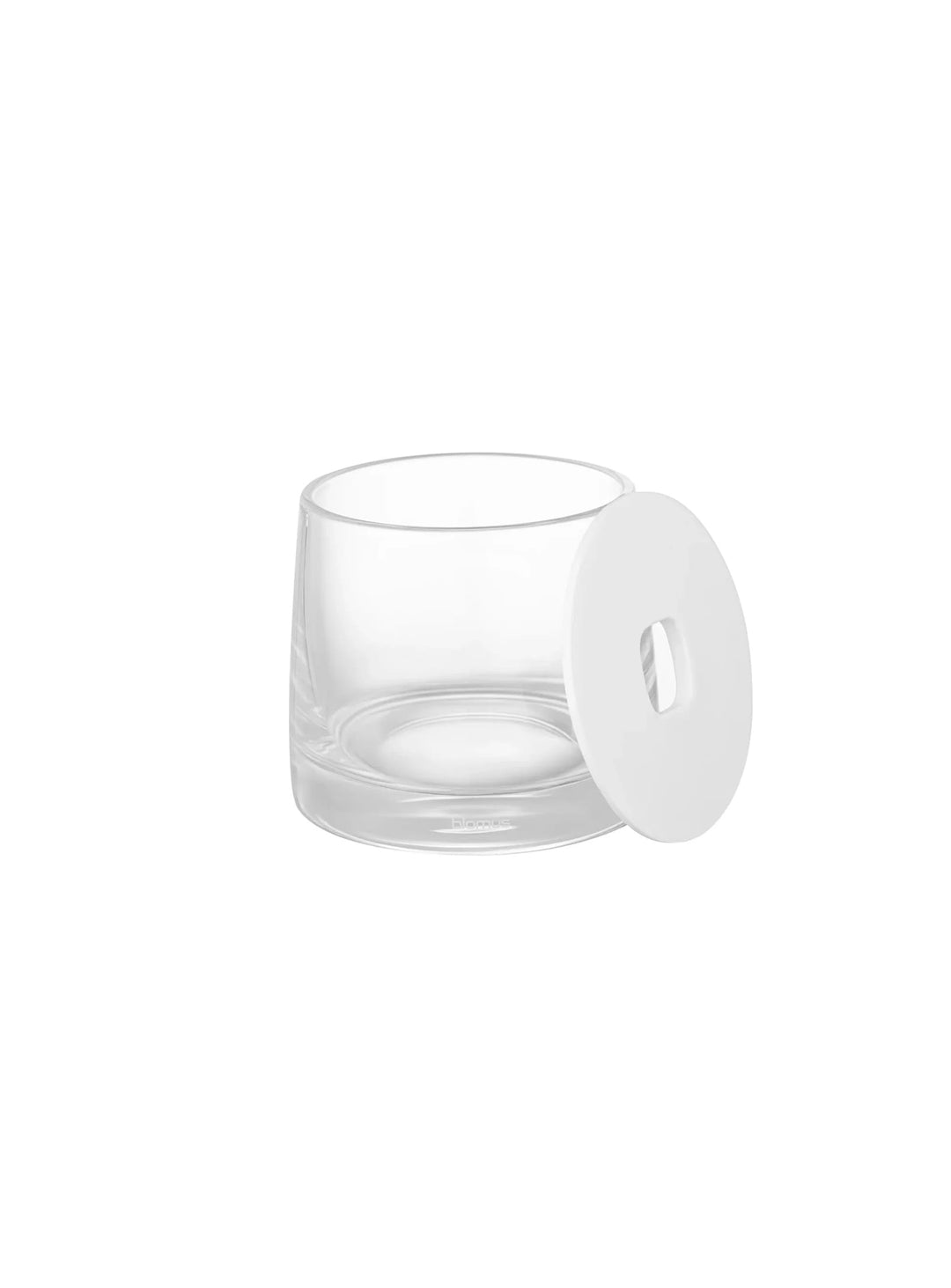 Boîte de rangement Ava de Blomus, un accessoire en verre élégant pour garder vos petits essentiels bien organisés. blanc