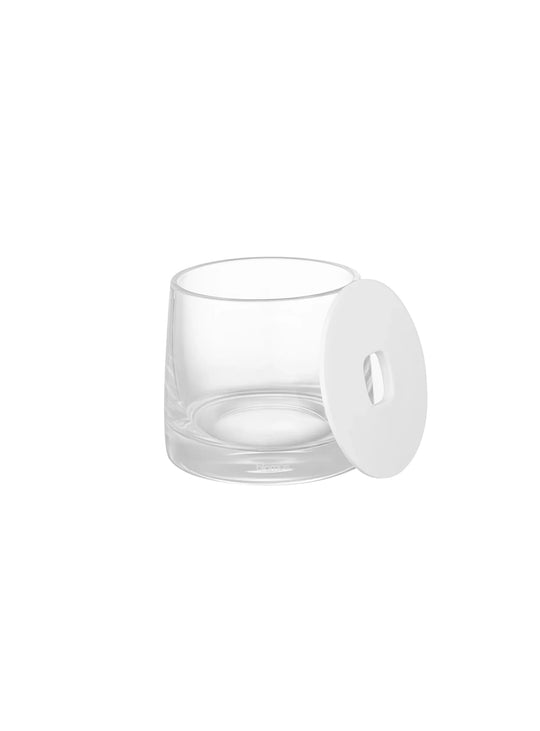 Boîte de rangement Ava de Blomus, un accessoire en verre élégant pour garder vos petits essentiels bien organisés. blanc