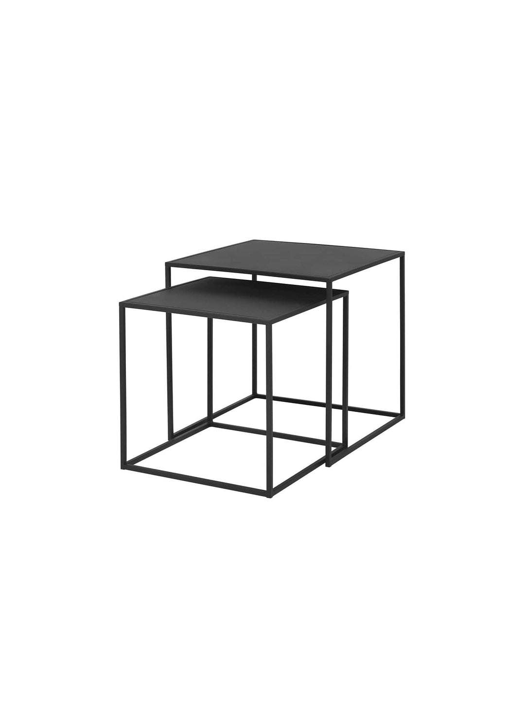 Tables d’appoint gigognes Blomus Fera, finition mate et lignes épurées. noir