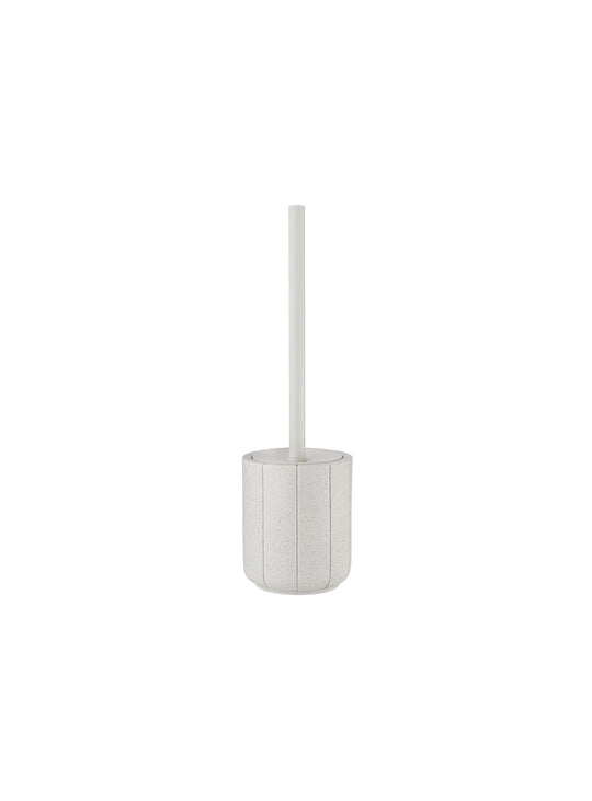 Brosse de toilette Blomus Kua avec tête remplaçable et couvercle en silicone au design minimaliste. creme