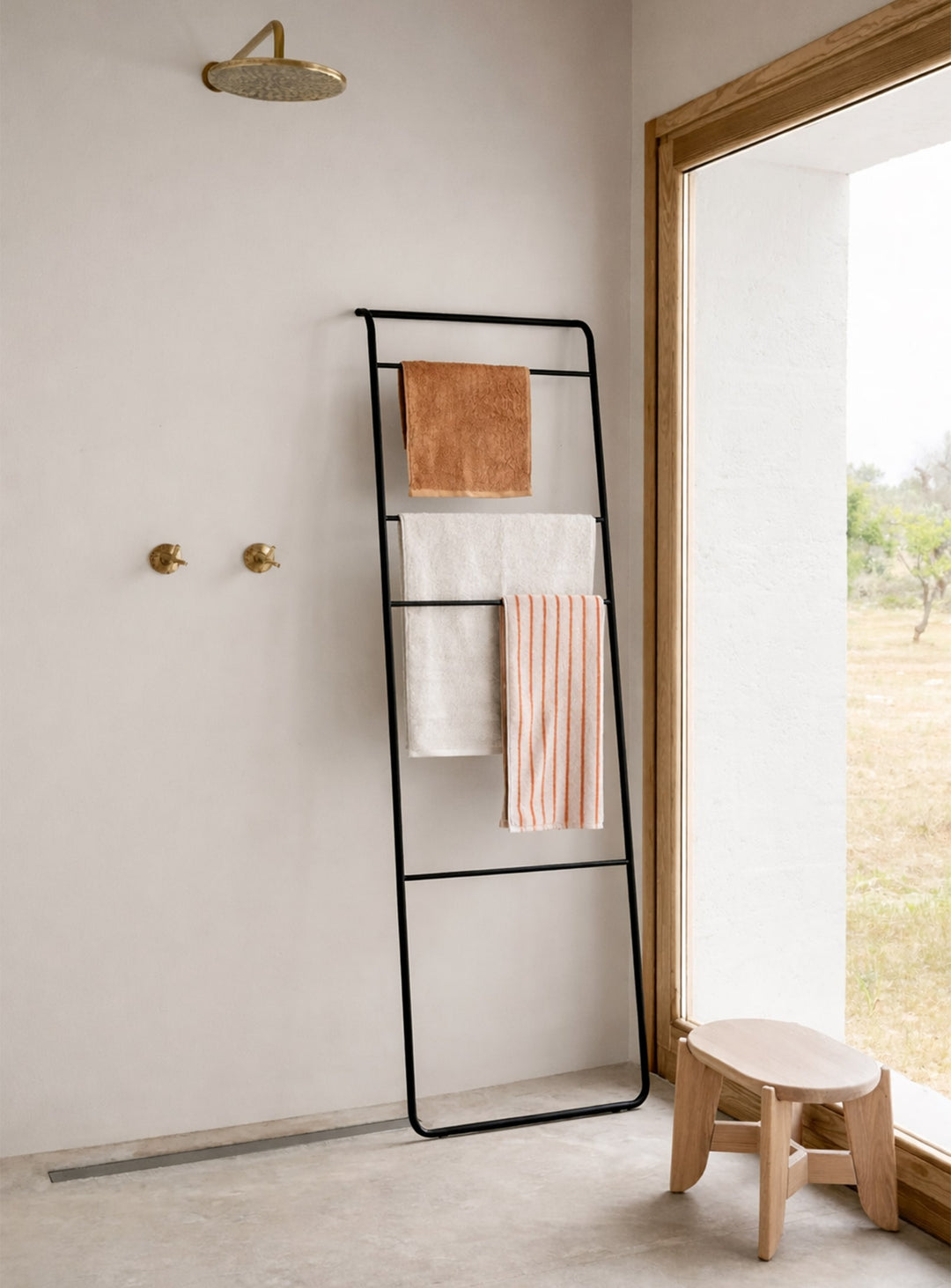 Échelle porte-serviettes Blomus Modo, design élégant en acier inoxydable noir.