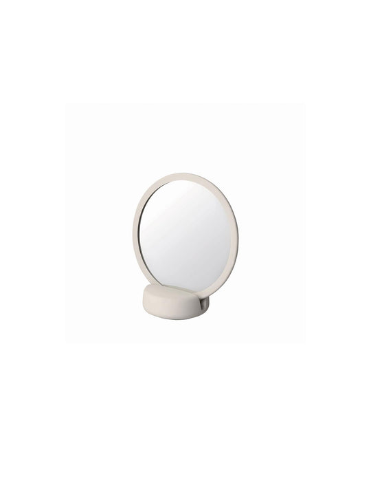 Miroir SONO blomus : idéal pour maquillage, soins et rasage précis. Crème.