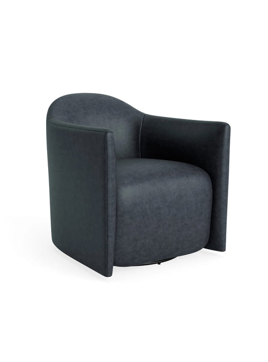 Fauteuil Blu Dot About Face, confort premium et rotation à 360°. ink leather