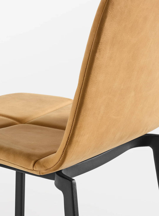 Tabouret de comptoir Between Us Blu Dot : tabouret contemporain, idéal pour îlot cuisine. camel leather