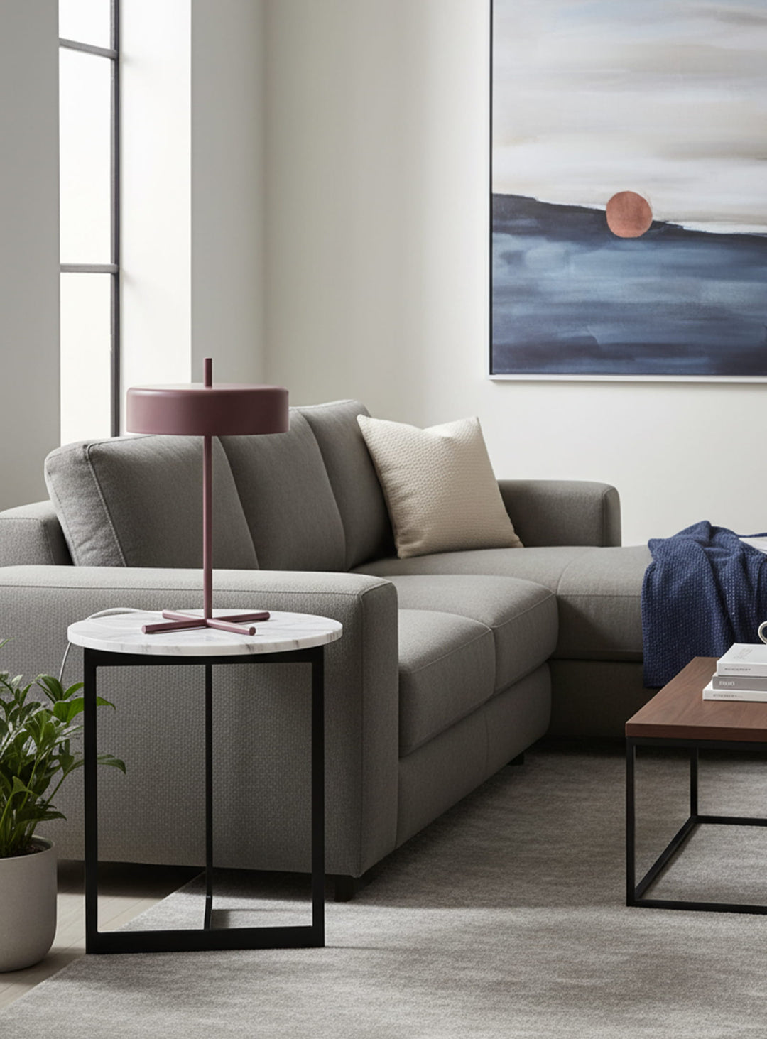 Lampe Bobber Blu Dot : design moderne, lumière douce et variateur intégré pour toutes vos ambiances. Rouge.