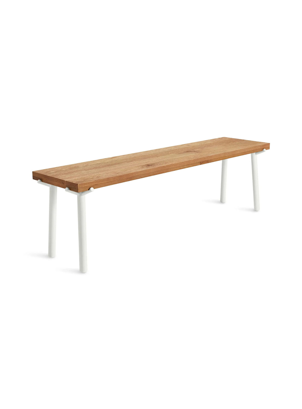 Découvrez le banc Blu Dot Branch, une assise élégante en bois massif et acier. chene et blanc