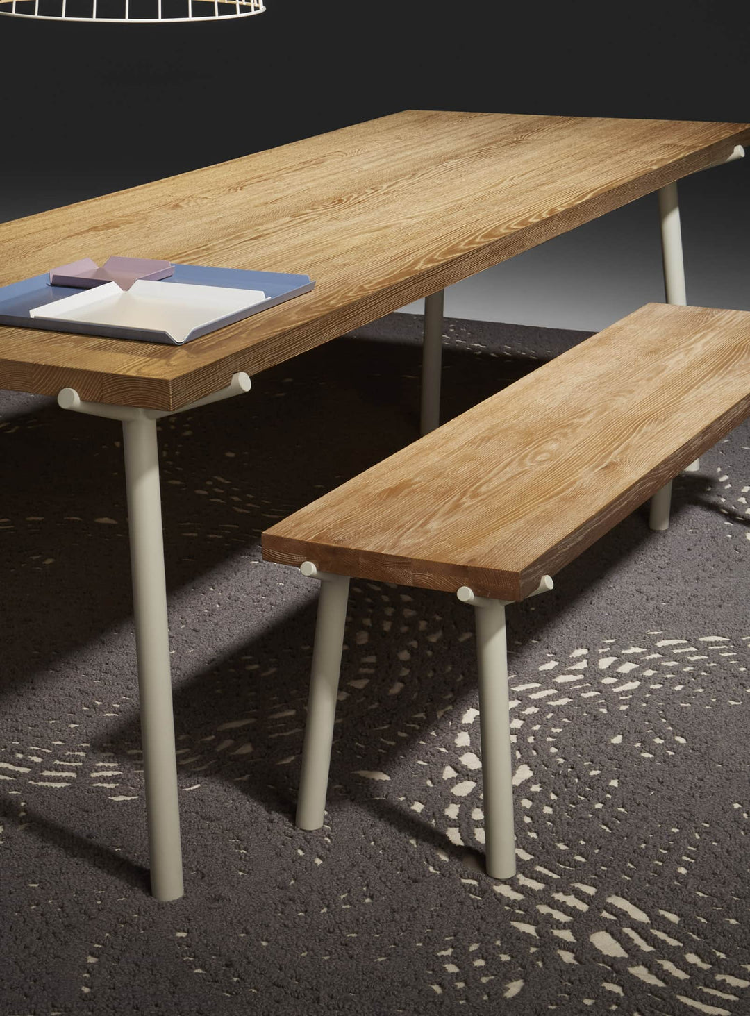 Banc Blu Dot Branch : un banc en chêne massif et acier au design contemporain. chene et blanc