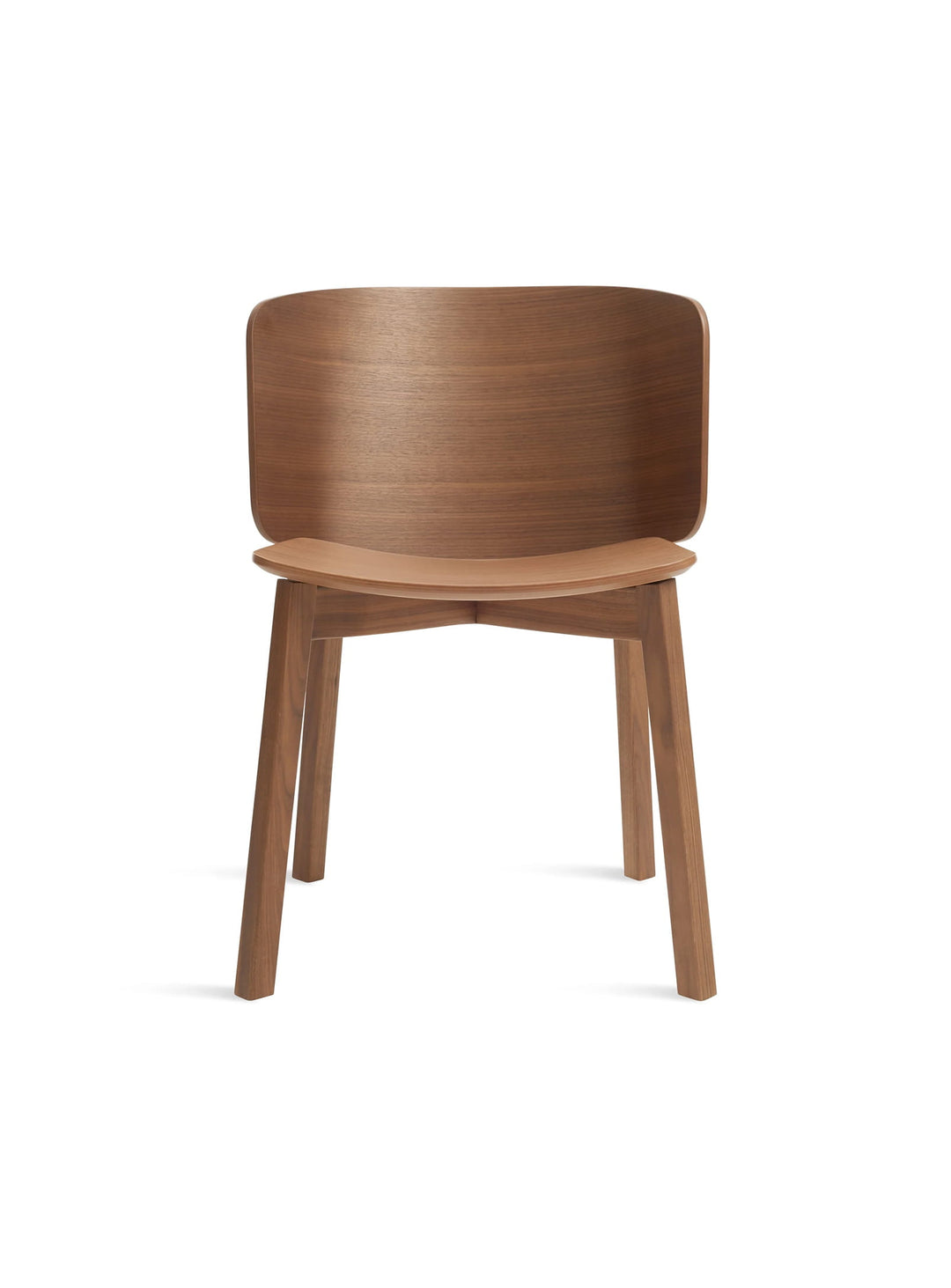Chaise Buddy Blu Dot : chaise design, dossier courbé et ergonomique. noyer