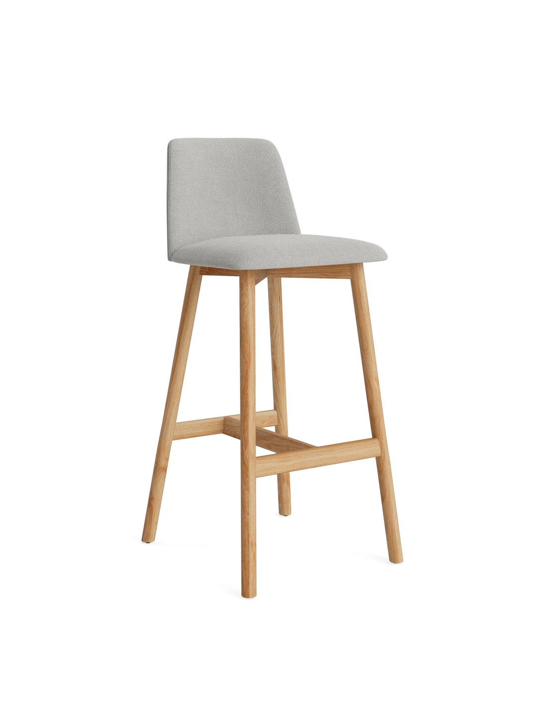 Tabouret de bar Chip Blu Dot : design élégant en bois et tissu. camp stone