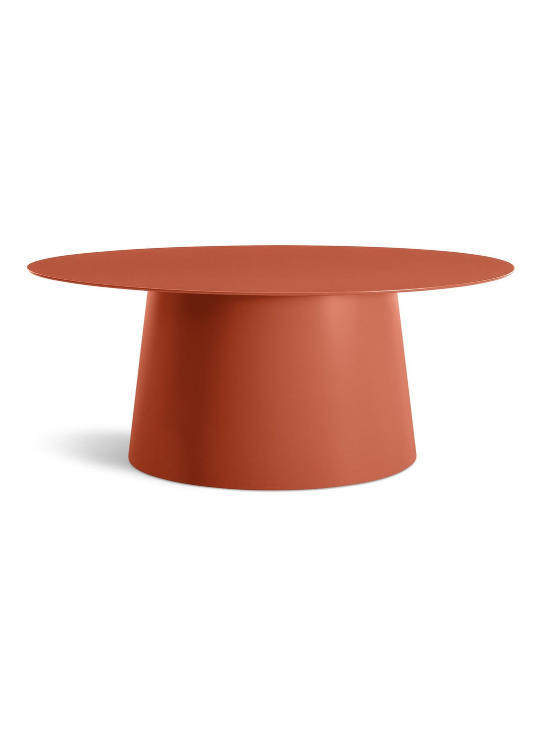 Circula de Blu Dot : Table à café ronde, stable et pensée pour durer. Rouge.