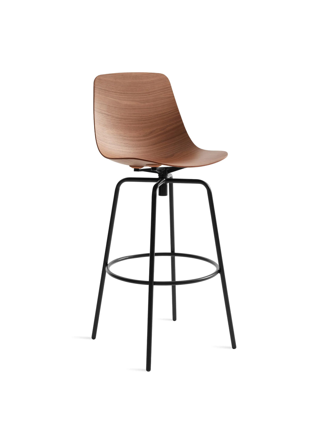 Tabouret de bar Clean Cut Blu Dot : tabouret moderne, assise pivotante et élégante. noyer