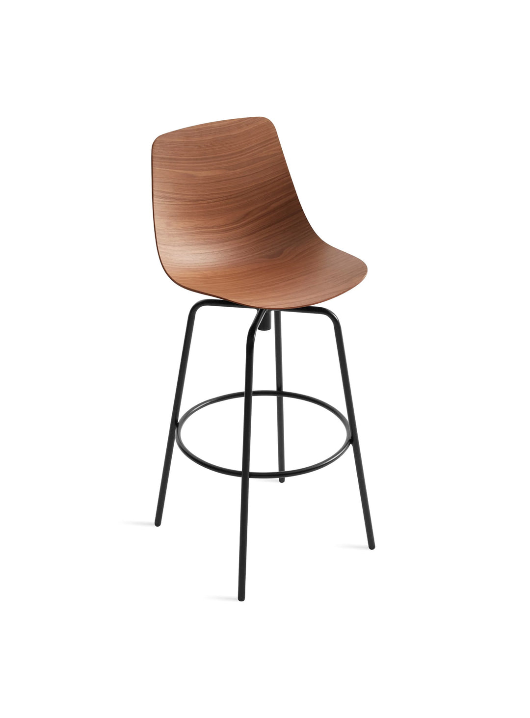 Tabouret de bar Clean Cut Blu Dot : tabouret moderne, coque bois et style épuré. noyer
