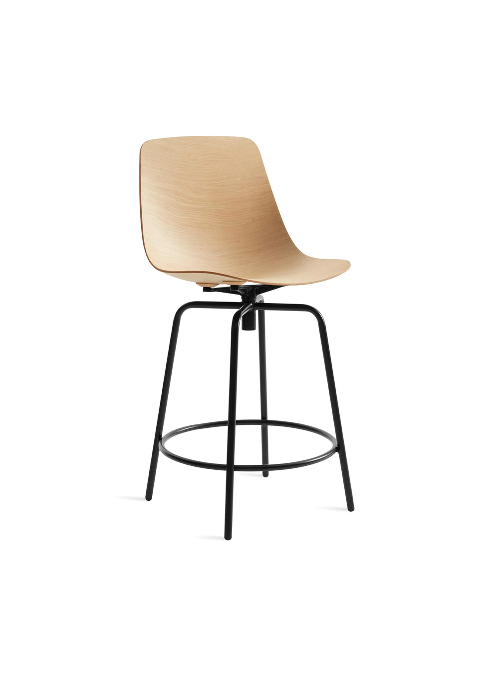 Tabouret de comptoir Clean Cut Blu Dot : tabouret design, bois et pivot 360°. chene blanc