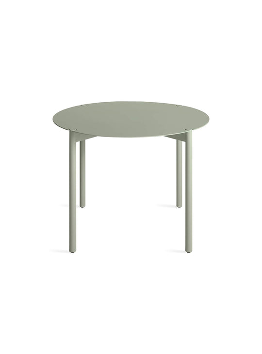 Table à dîner Comeuppance : plateau fin, pieds élancés et allure aérienne. vert.