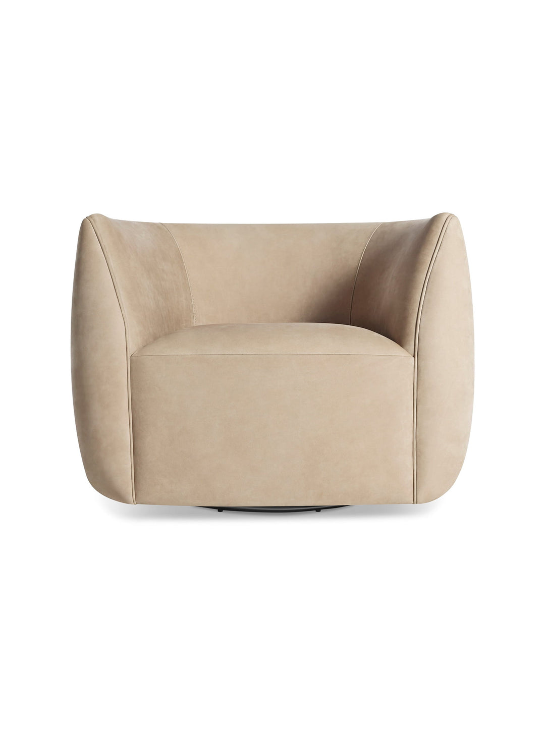 Council Blu Dot : fauteuil large et cosy avec structure bois et base acier. Pierre.