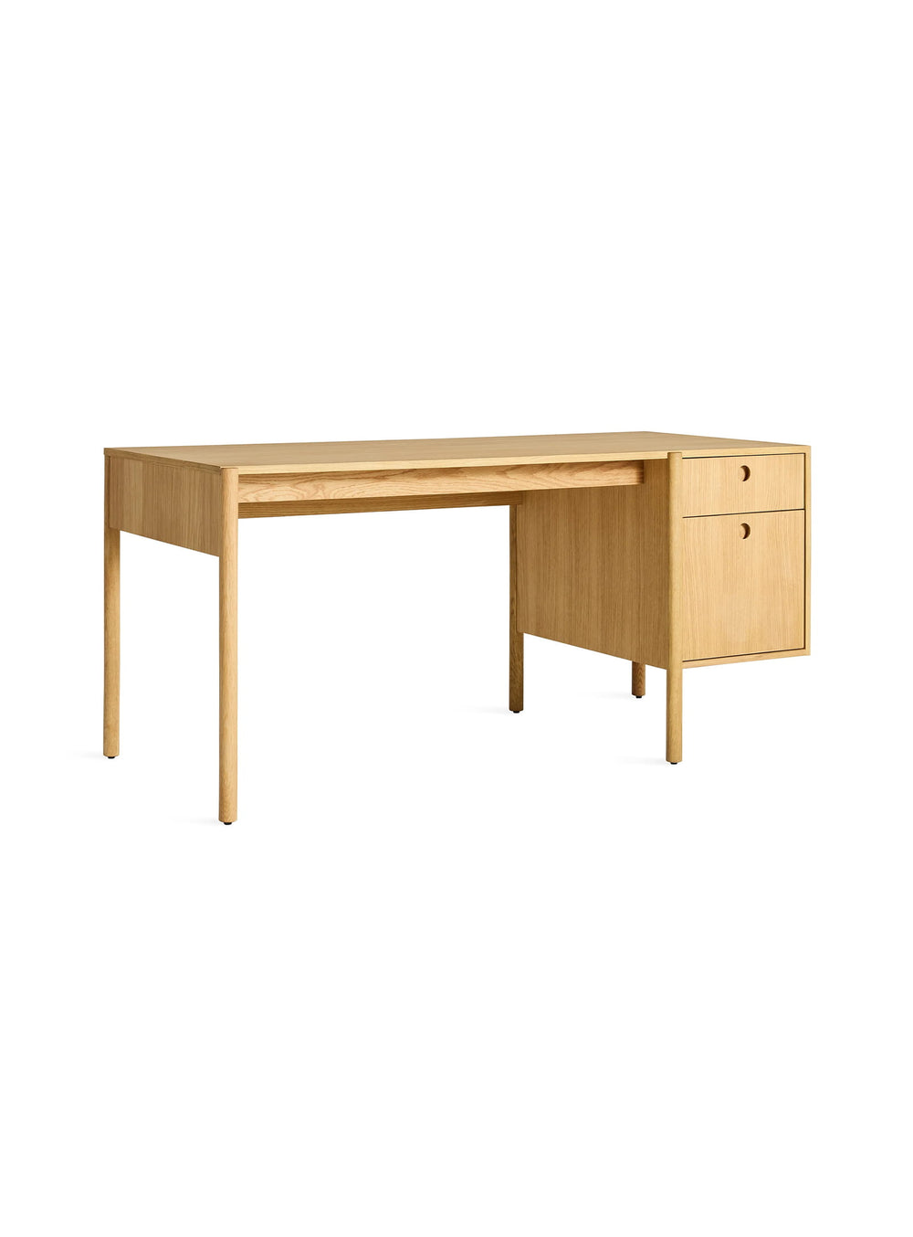 Bureau Blu Dot Cursive, design contemporain et rangement fonctionnel. chene