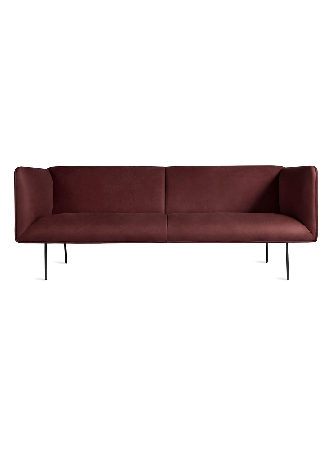 Dandy de Blu Dot : un sofa élégant et moderne au design fluide et équilibré. cuir rouge