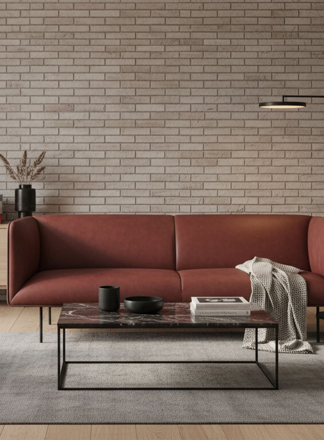 Blu Dot Dandy : un sofa qui incarne le raffinement et la modernité du design. cuir rouge