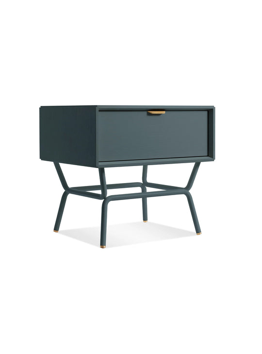Table de chevet Blu Dot Dang, rangement pratique pour chambre contemporaine. bleu marine