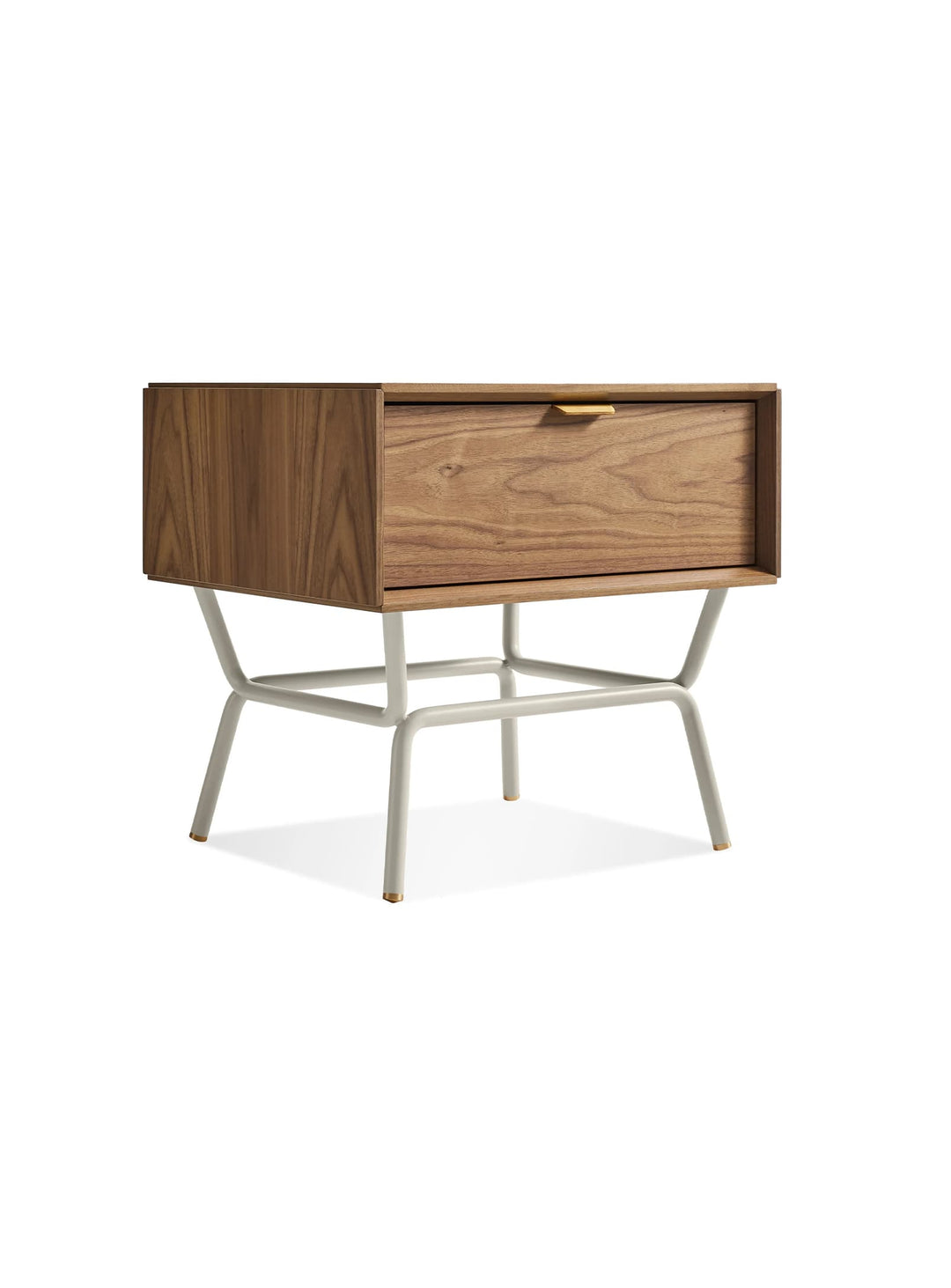 Table de chevet Blu Dot Dang, fermeture douce et design épuré. noyer