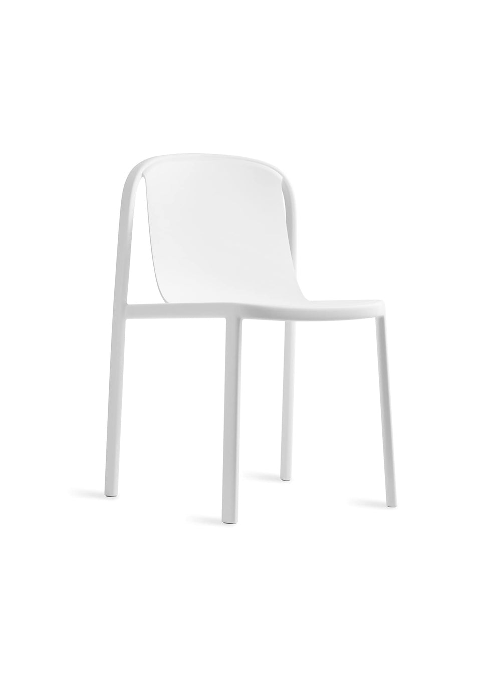 Blu Dot Decade : chaise moderne en plastique recyclé et fibre de verre. blanc