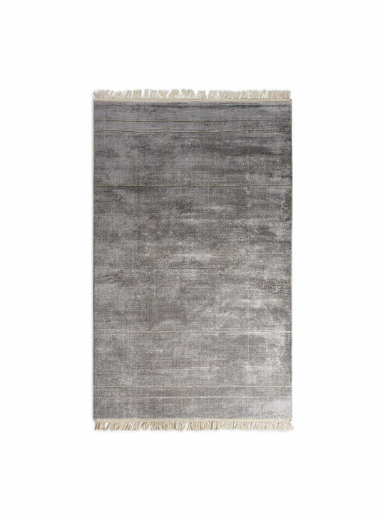 Blu Dot Fancy : tapis moderne en laine et viscose tissé à la main. Bleu glace