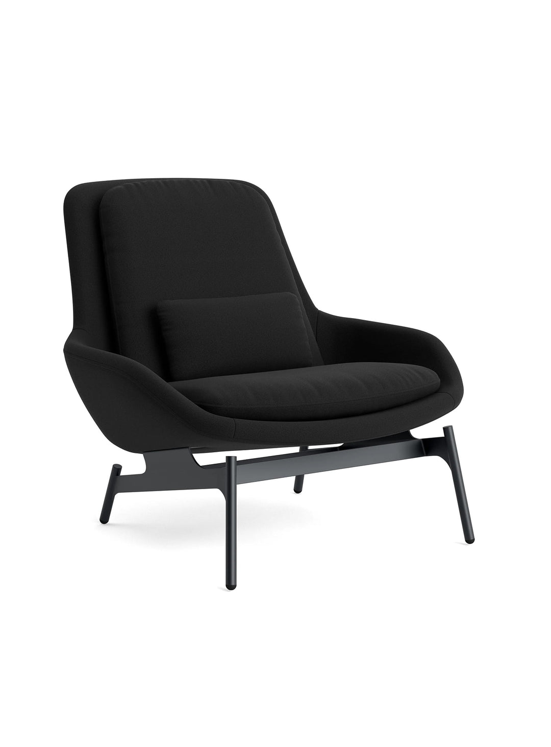 Le fauteuil Blu Dot Field associe acier, bois cintré et mousse haute résilience. maharam meld in panda