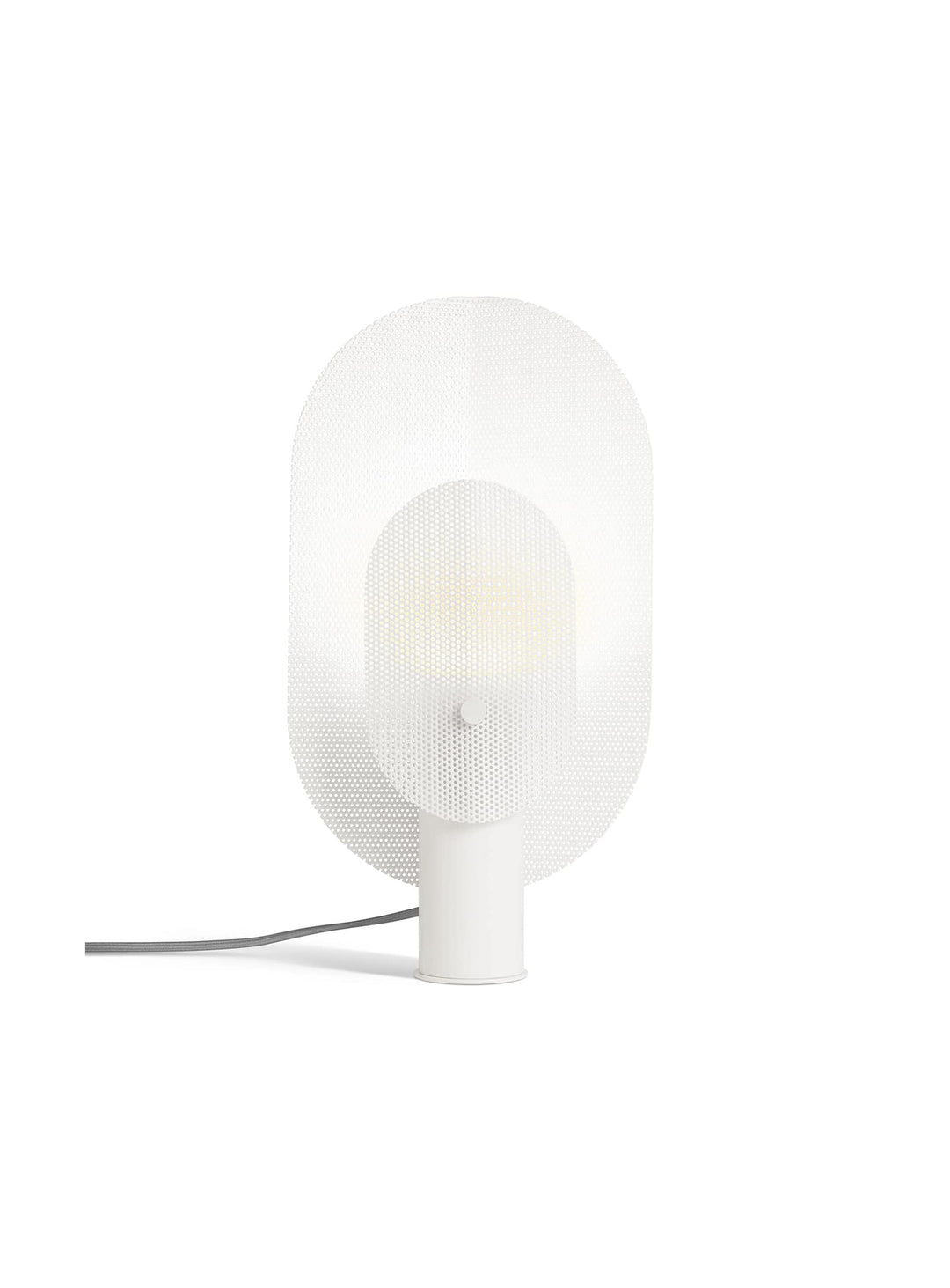 Lampe de table Filter de Blu Dot design graphique en acier perforé. blanc