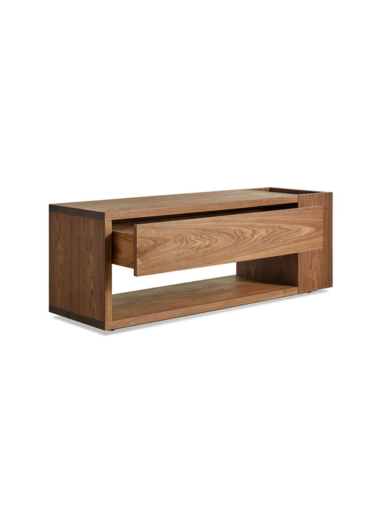 Banc Go Forth Blu Dot : banc design, rangement chaussures et accessoires. noyer