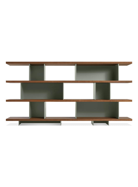 Happy Day 4 de Blu Dot, rangement élégant et modulable. vert, noyer