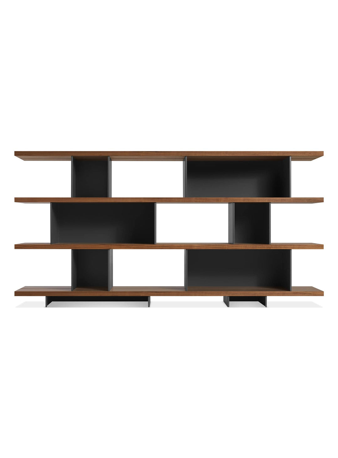 Bibliothèque Happy Day 4, mariage parfait du bois et du métal. noir, noyer